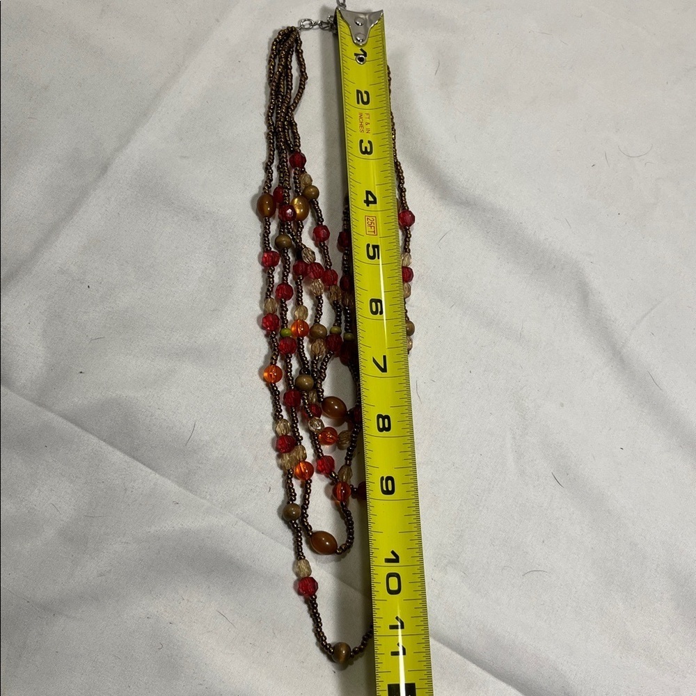 Multi Strand Fall Toned Beaded Necklace - Picture 8 of 9